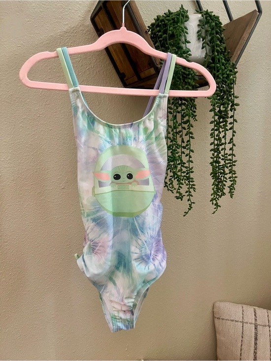 Disney Other - Disney Kids One Piece Swimsuit Pastel Tie-Dye with Green Baby Yoda